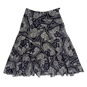 RALPH LAUREN Patchwork Bohemian Black and white Paisley Print Skirt